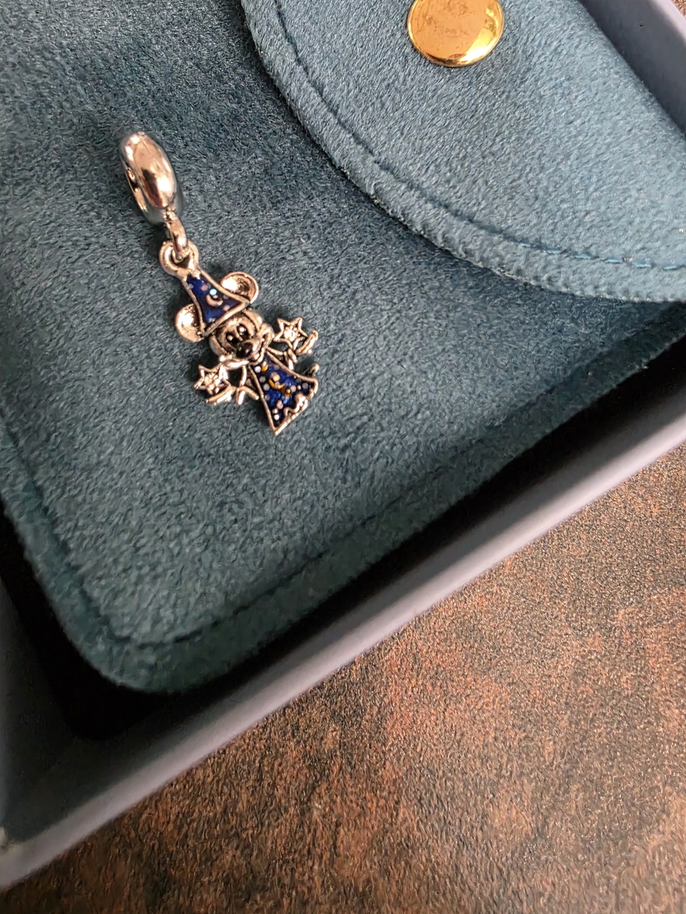 Silver Mouse Sorcerer Blue Enamel Charm for Women’s Bracelets